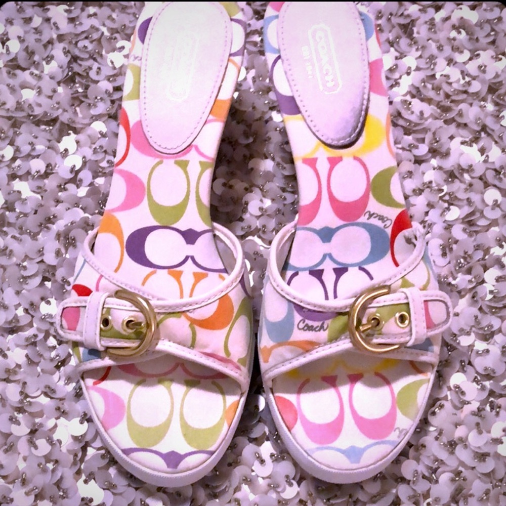 SOLD!! Coach Perry Multicolor Signature Wedges